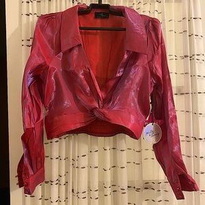 Translucent purple coated magenta blouse